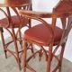 Set of 2 Vintage Bar Chairs: Red Leather Seat, High Pub Stools