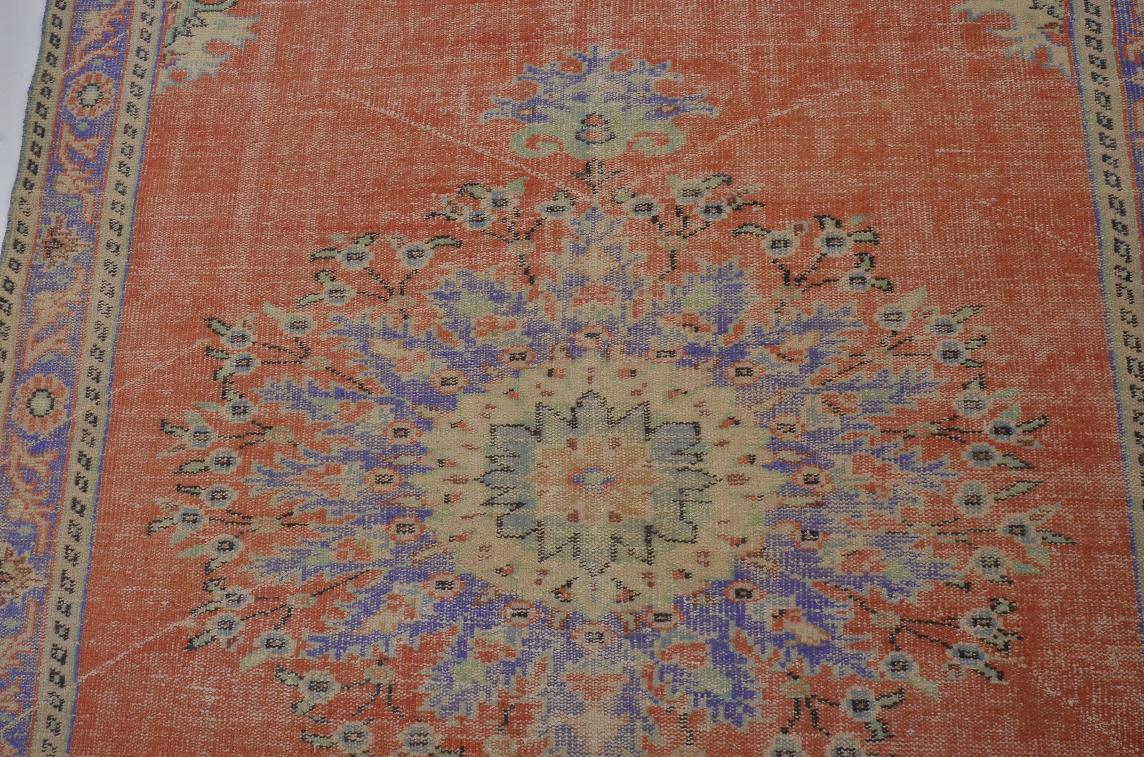 Orange Anatolian Vintage Turkish Rug sku 734