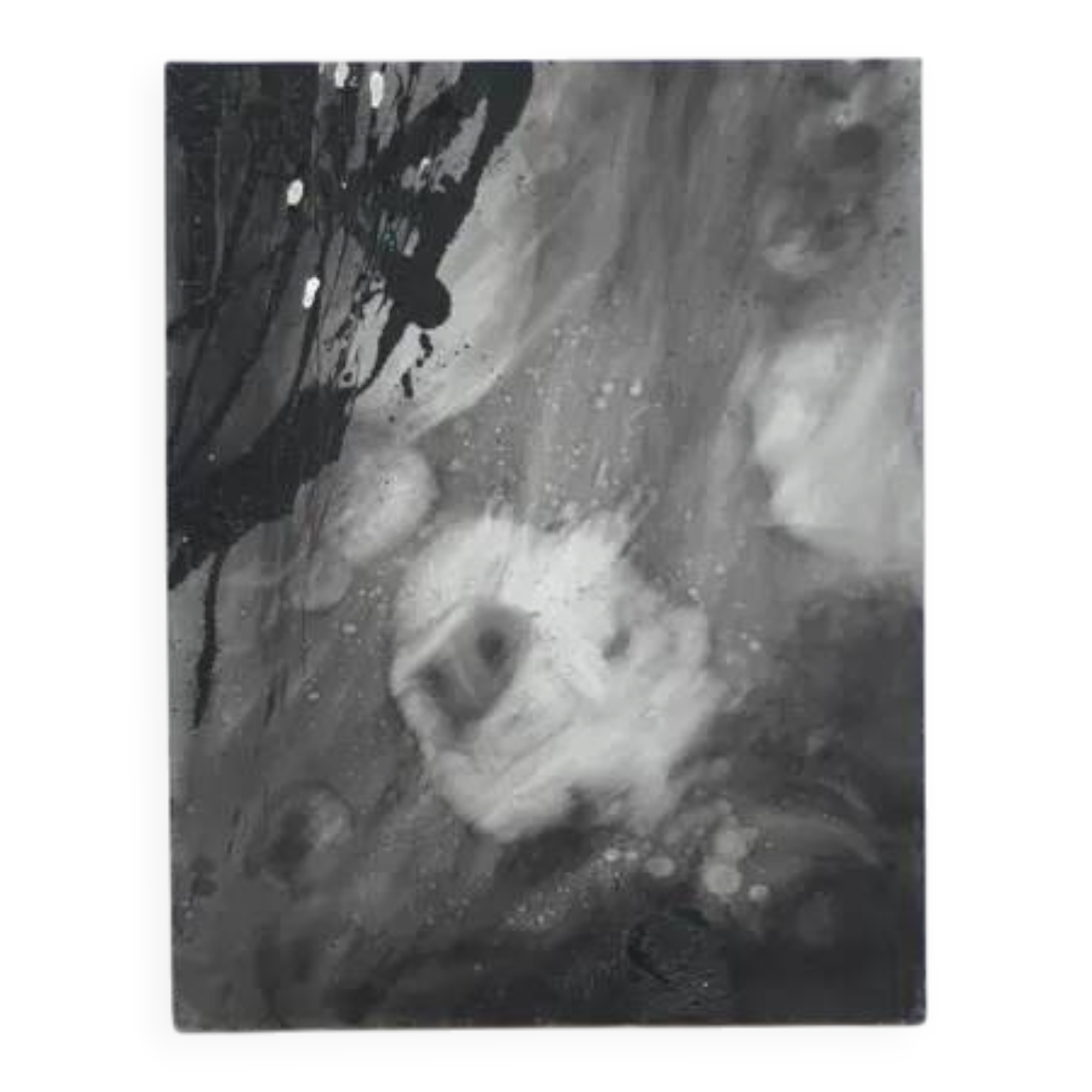 Large painting on canvas attributed to Nicole Cormier Vago, black and white canvas, wall decoration.