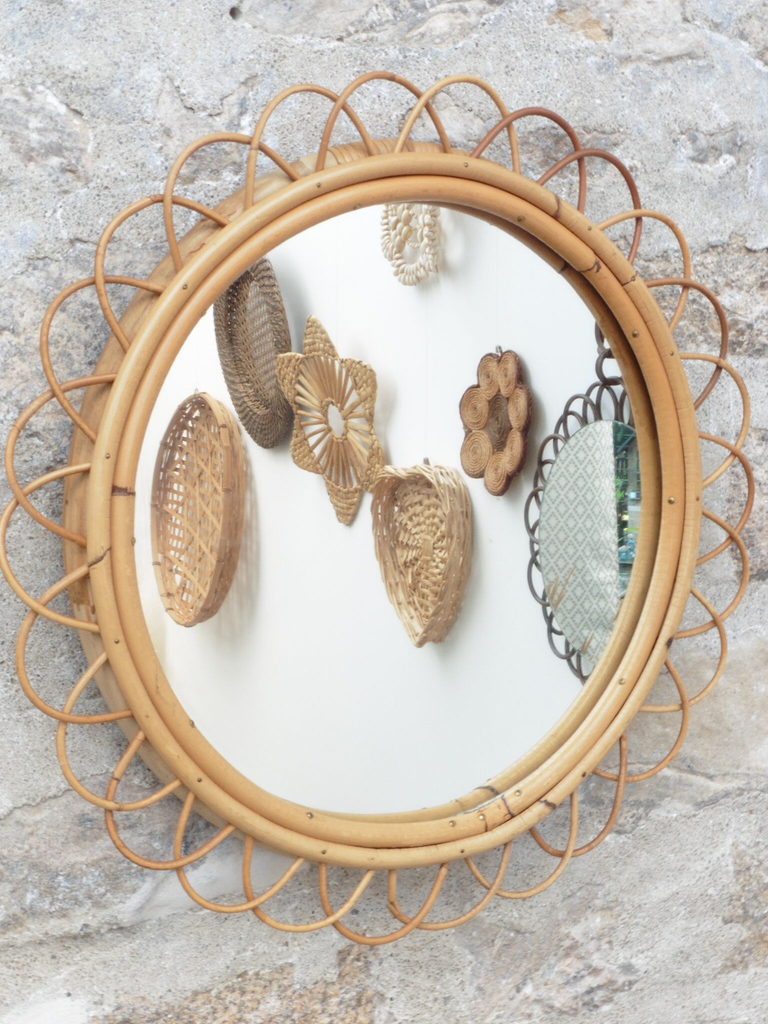Rattan mirror 56x56cm