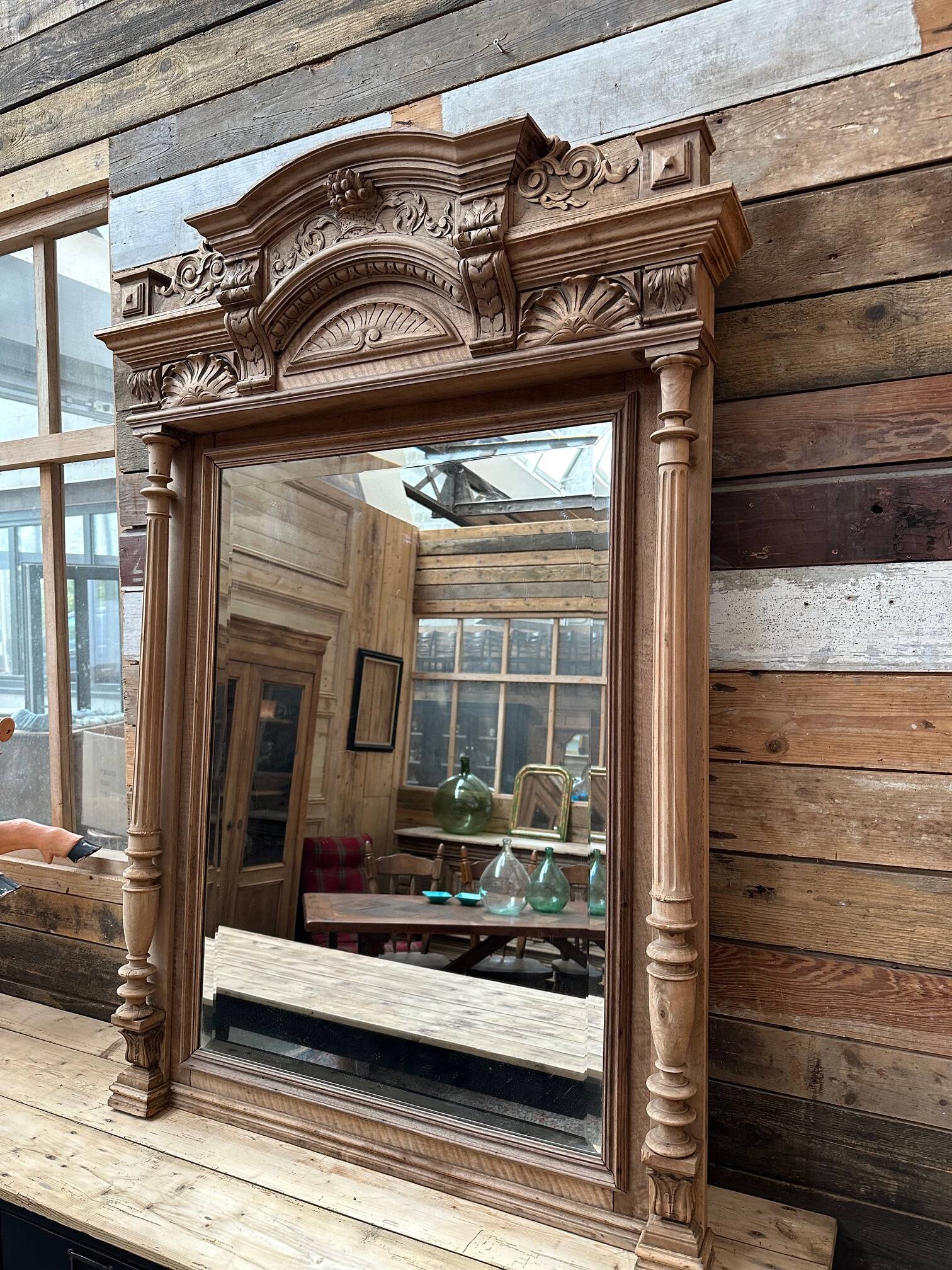 Walnut mirror, late 19th century