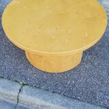 Vintage coffee table round light wood