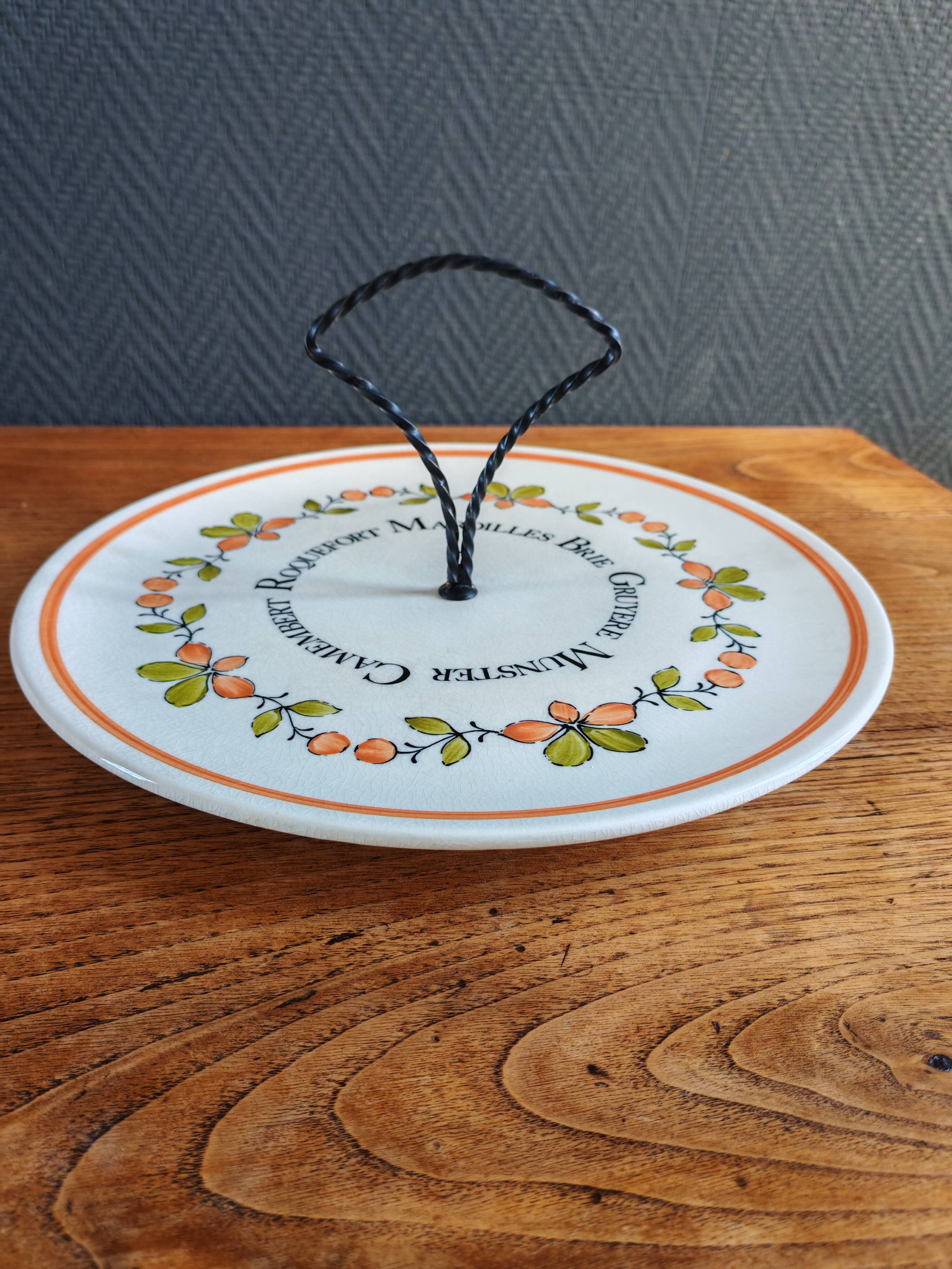 Vintage Cheese Plate Gien France Handmade decor My Kitchen