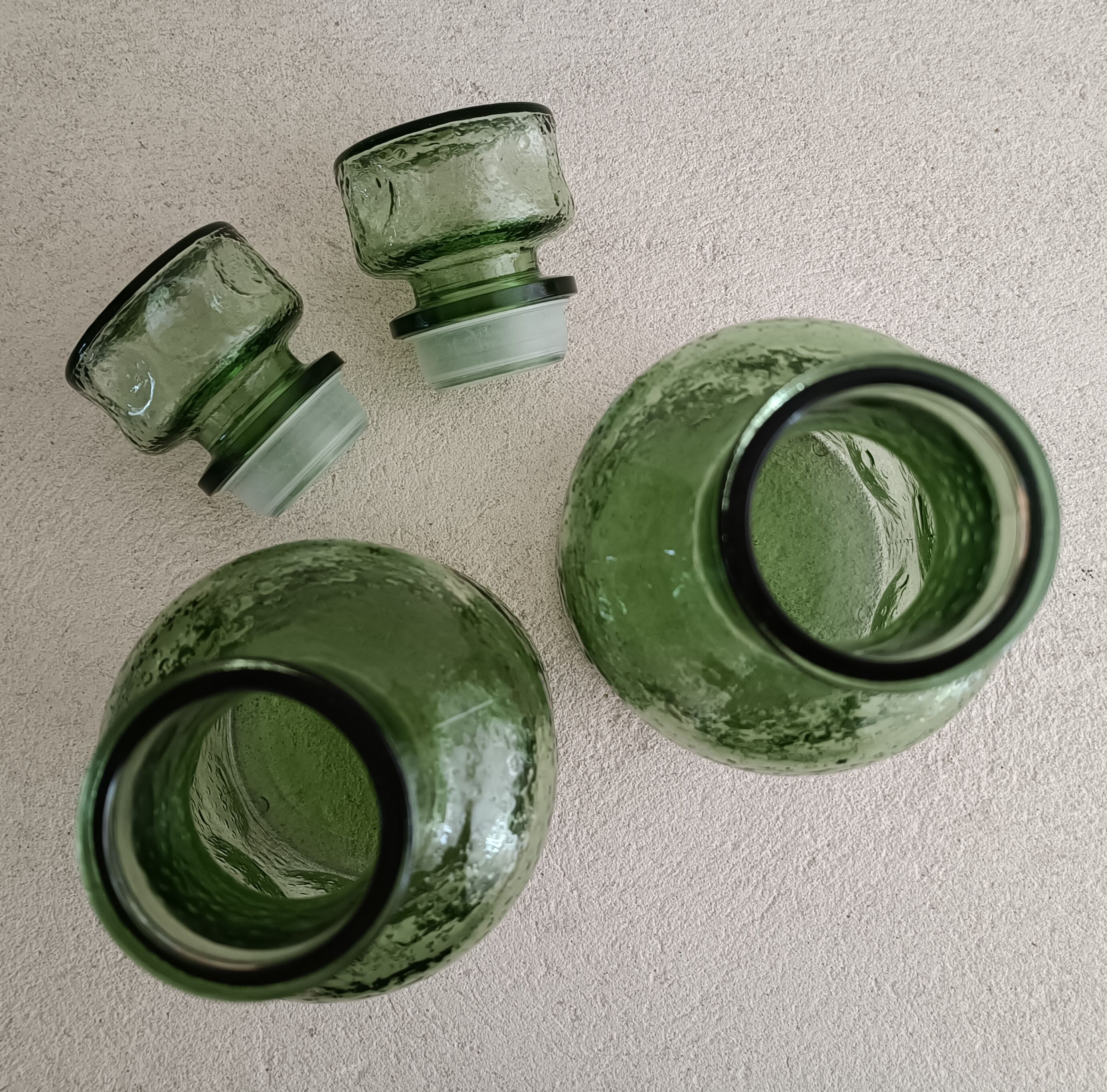 Two 1970s molded glass decanters