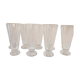 8 flutes in chiseled glass 60's