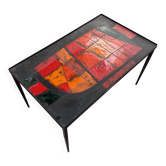 Ceramic coffee table by Jean and Robert Cloutier in glazed lava stone.