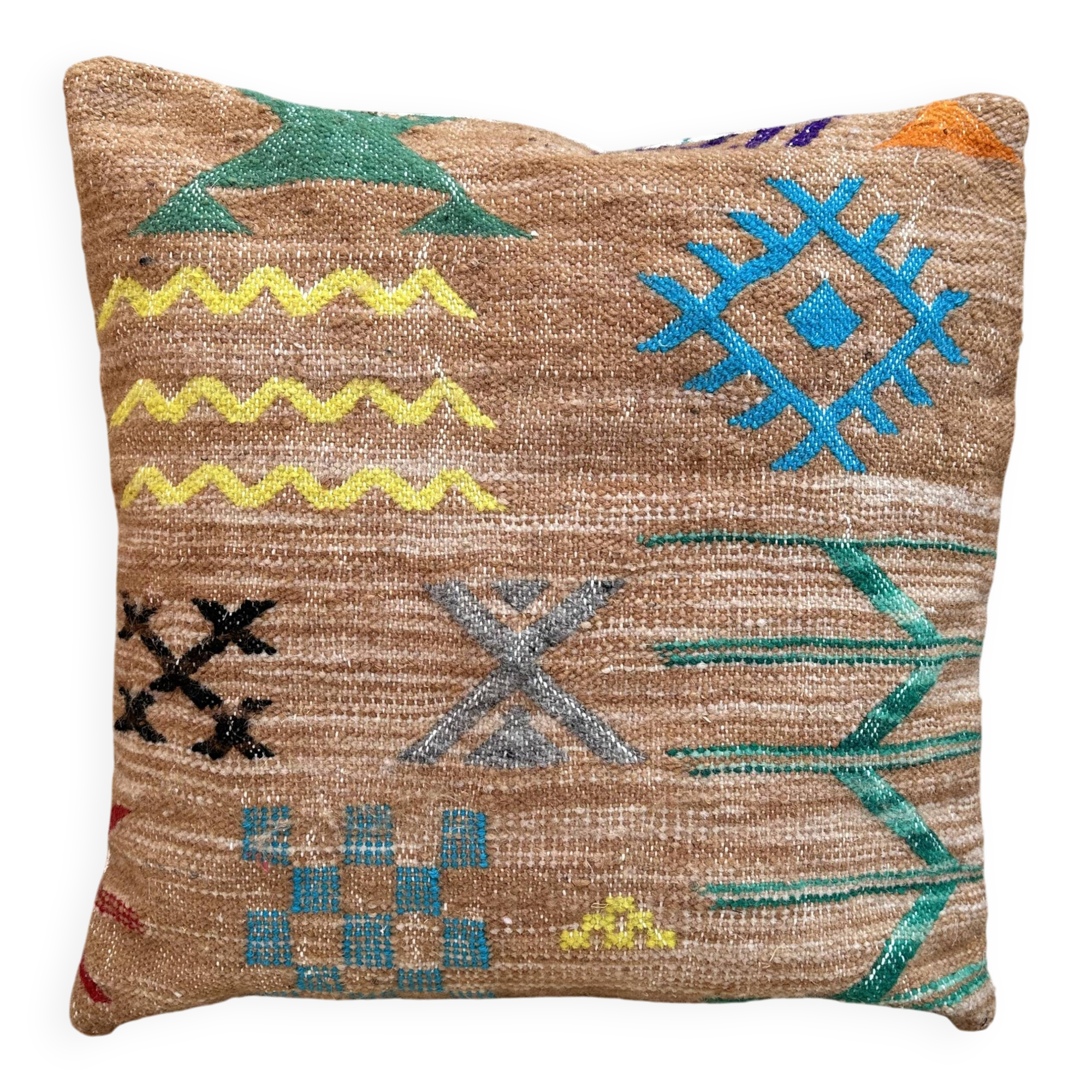 Handmade Moroccan Kilim cushion cover: Bohemian decorative cushion