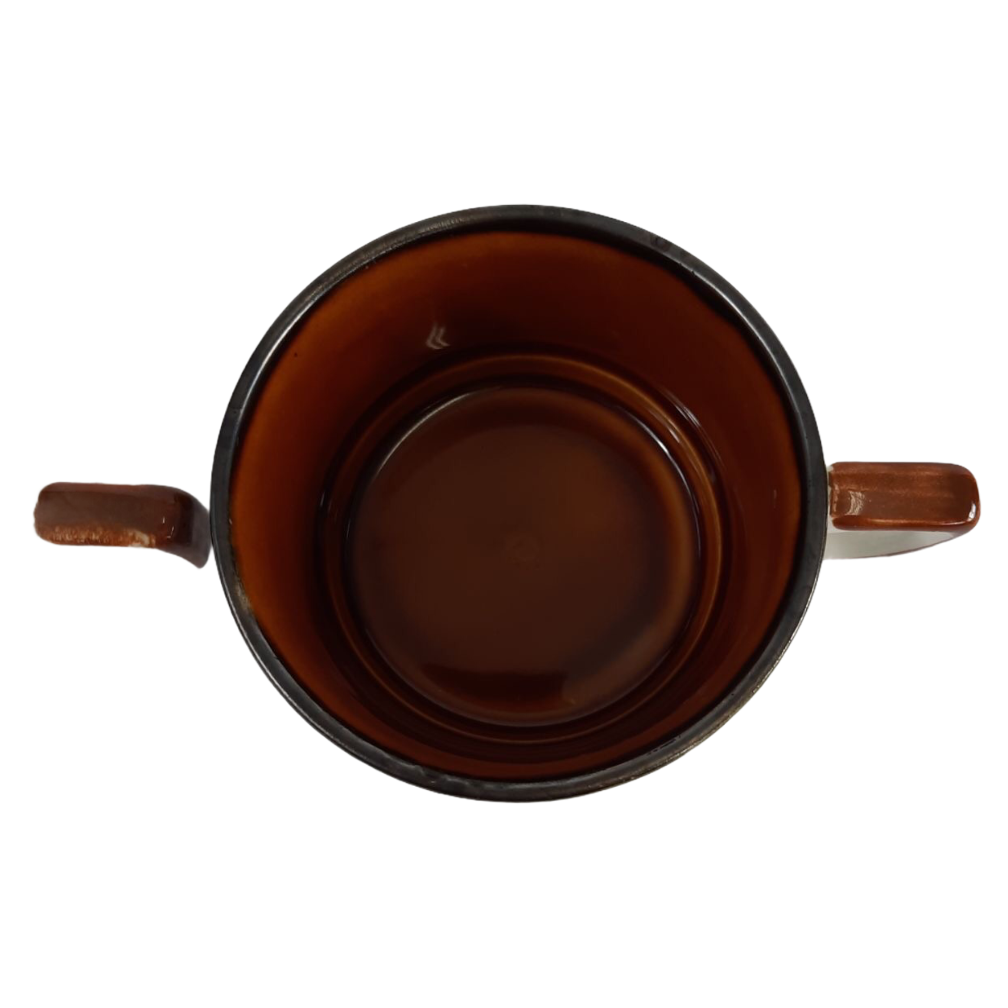 Tea service for Six vintage boch pattern brown, white and green