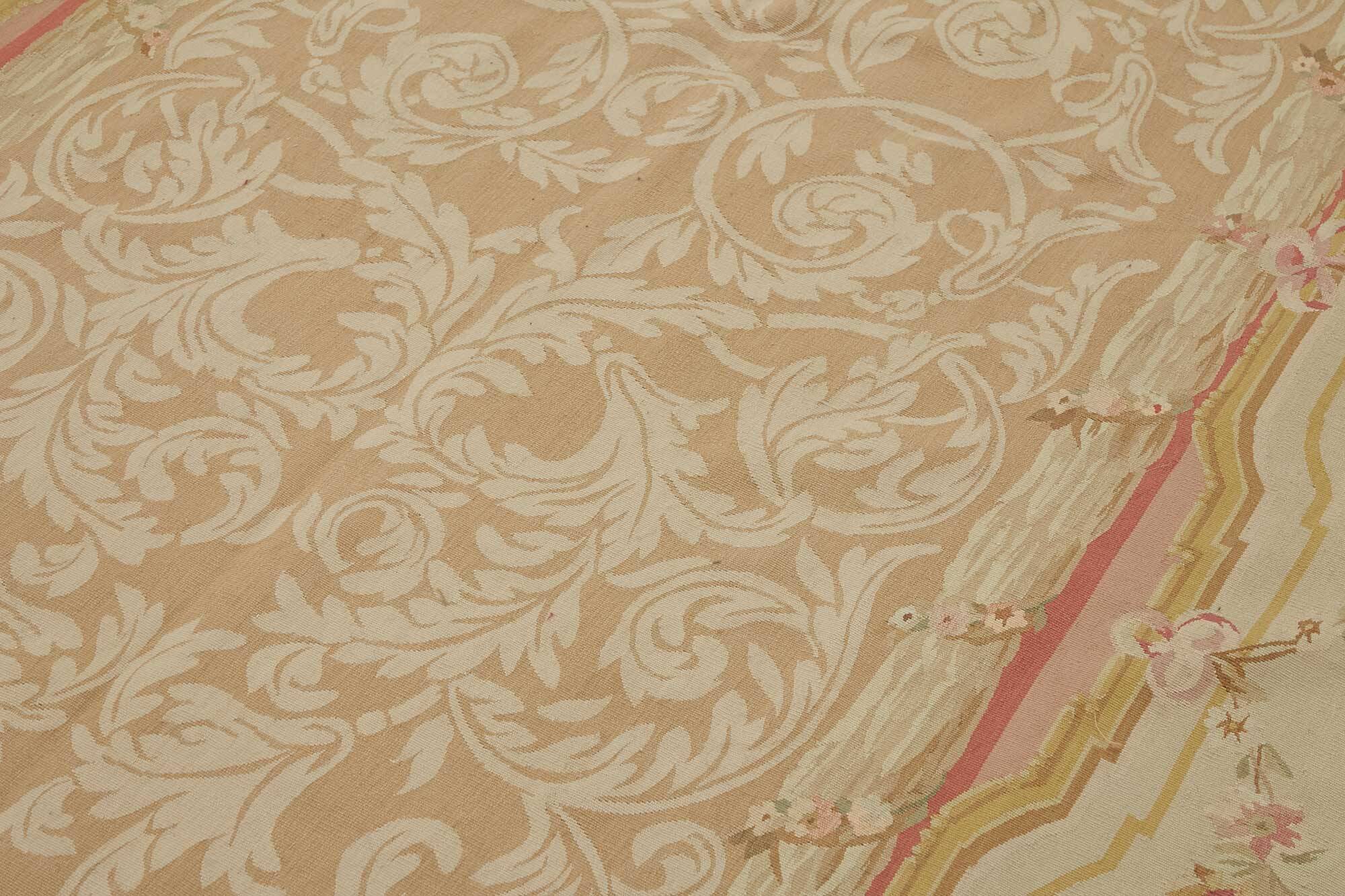 Handmade European Vintage Aubusson Kilim 201 cm x 405 cm