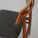 Danish Solid Teak Wooden Dining Chairs with Black Leatherette Seating 1960s