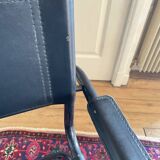 Pair of Cantilever armchairs in leather and black tubular - 1970s