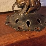 Pair of vintage wrought iron and opaline lamps from the 1960s.