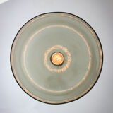 Green italian mid-century glass & brass ceiling lamp