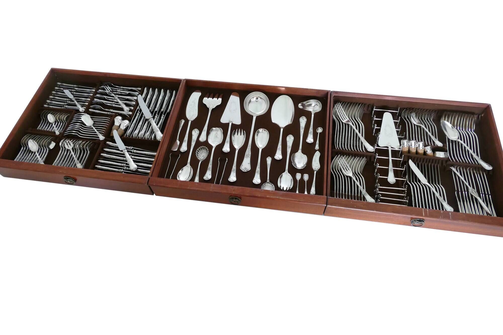Orfevrerie Wiskemann - Extensive Silver Plated Cutlery Set - 209-piece/12-pax - "N.14 Louis XV"