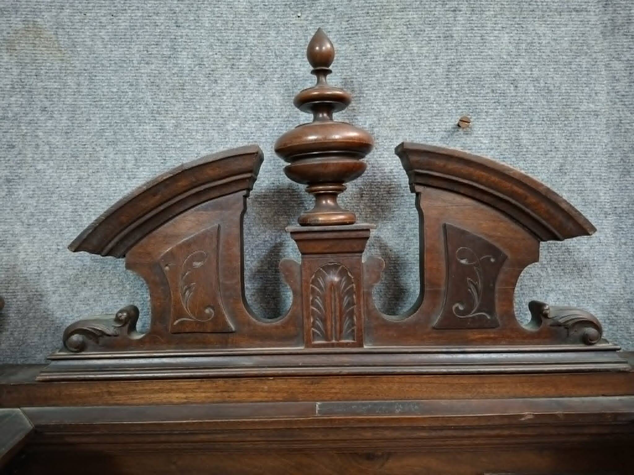 Large Buffet Mirror or Psyche in Henri II Style, Carved Walnut, Late 19th Century