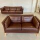 Canapé en cuir marron 3 places Mogens Hansen vintage danois des années 60