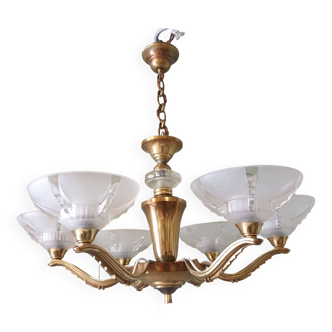 Art Deco chandelier, six arms, six lights