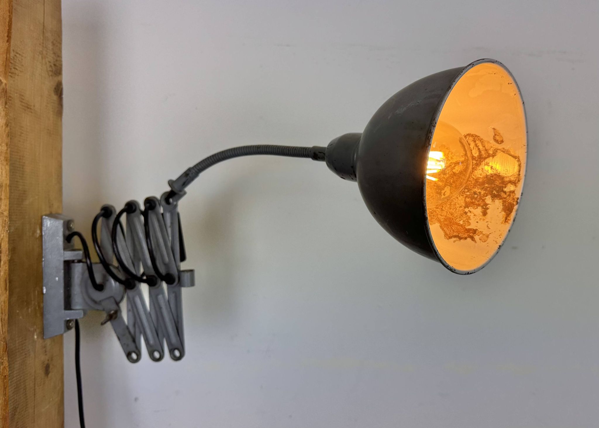 Grey Industrial Scissor Wall Lamp from Elektroinstala, 1960s