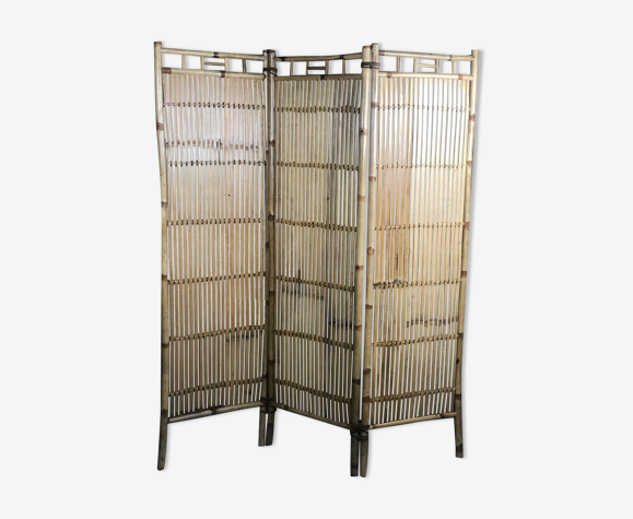 Paravent en rotin et bambou vintage 60'S