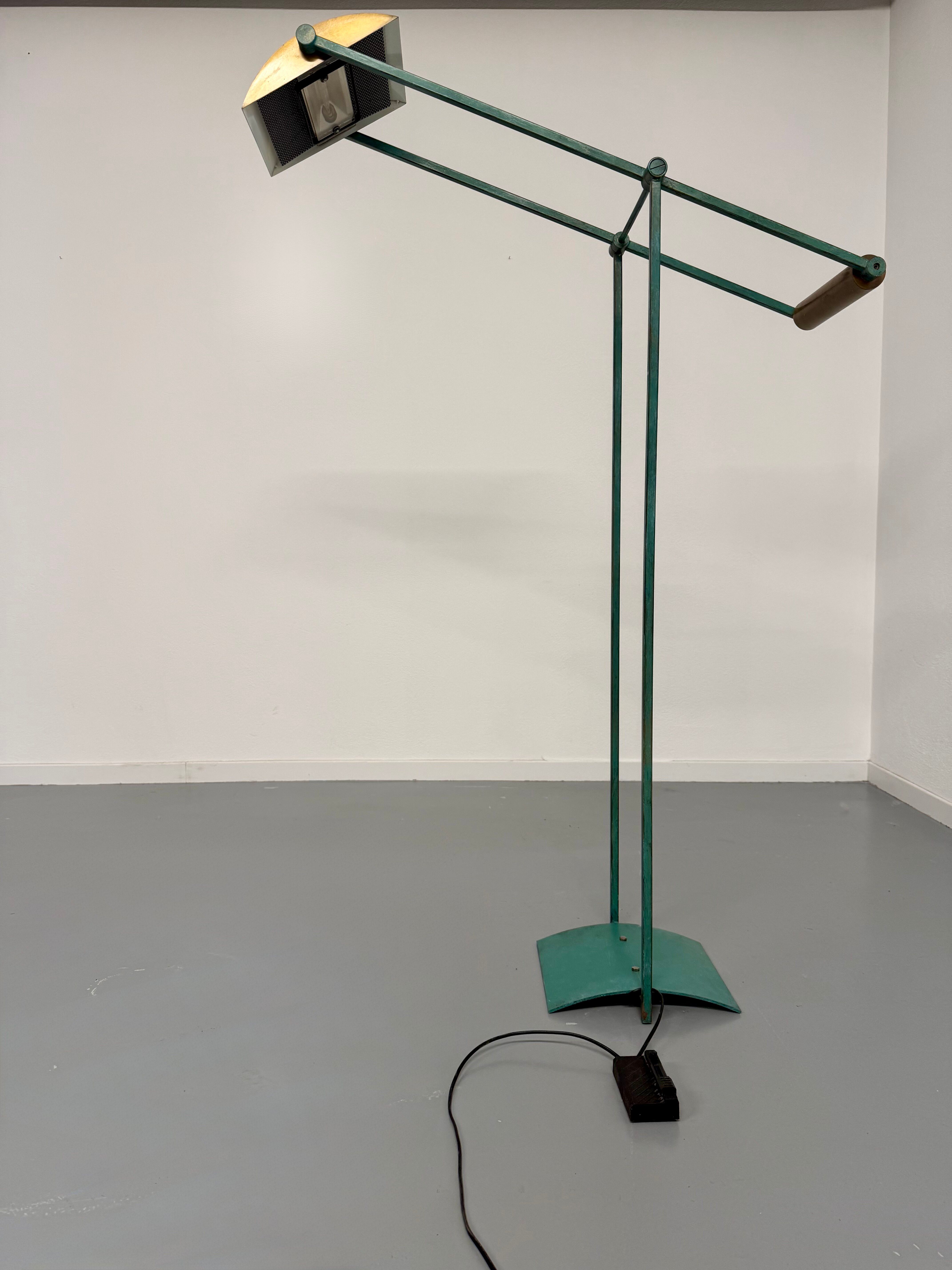Postmodernist 1980s vintage metal halogen lamp