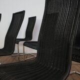 Set of 6 cane and chrome dining chairs by Axel Bruchhäuser for Tecta