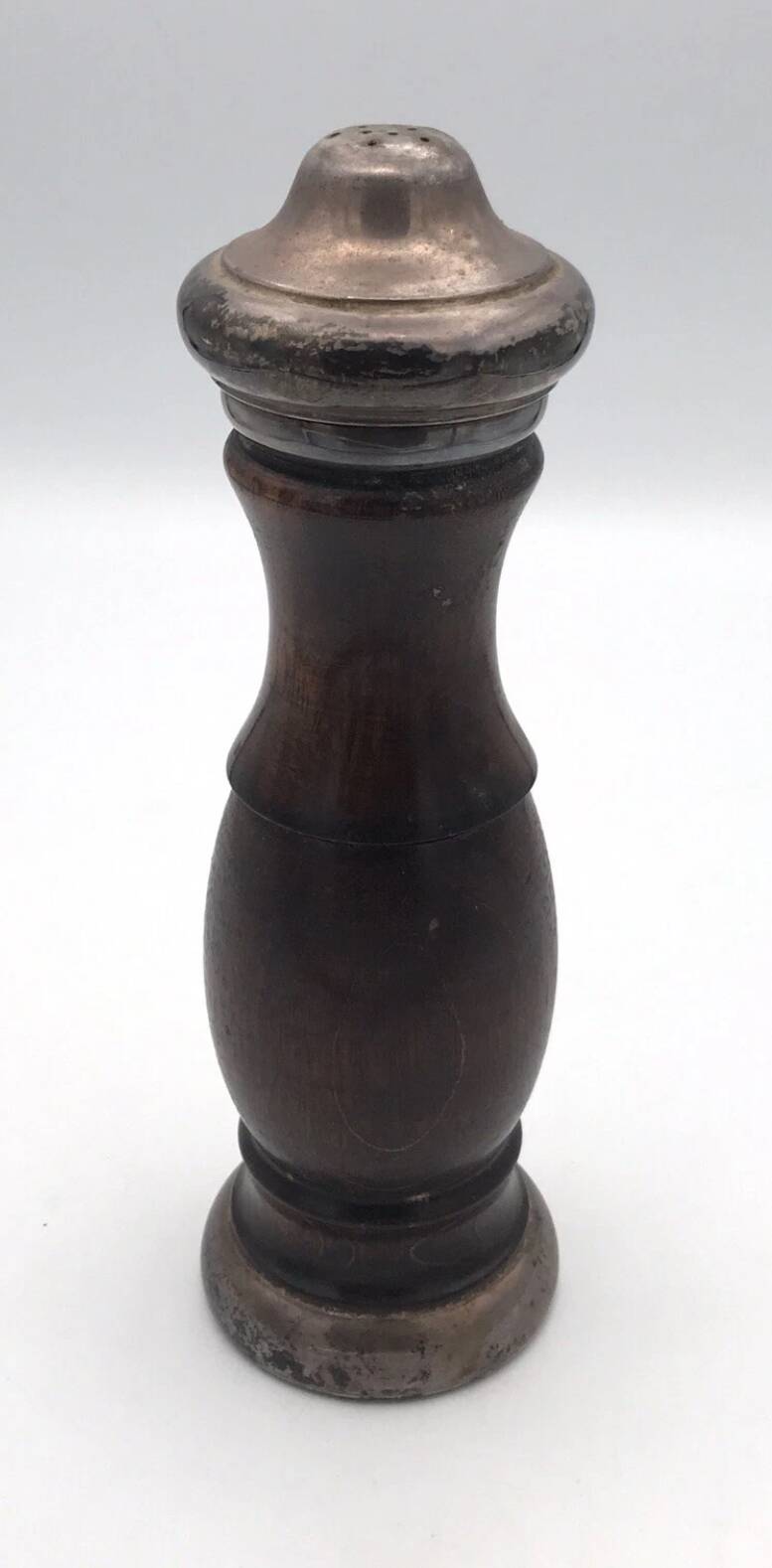 Vintage pepper mill in wood and silver, fisher silversmith 1937, italy