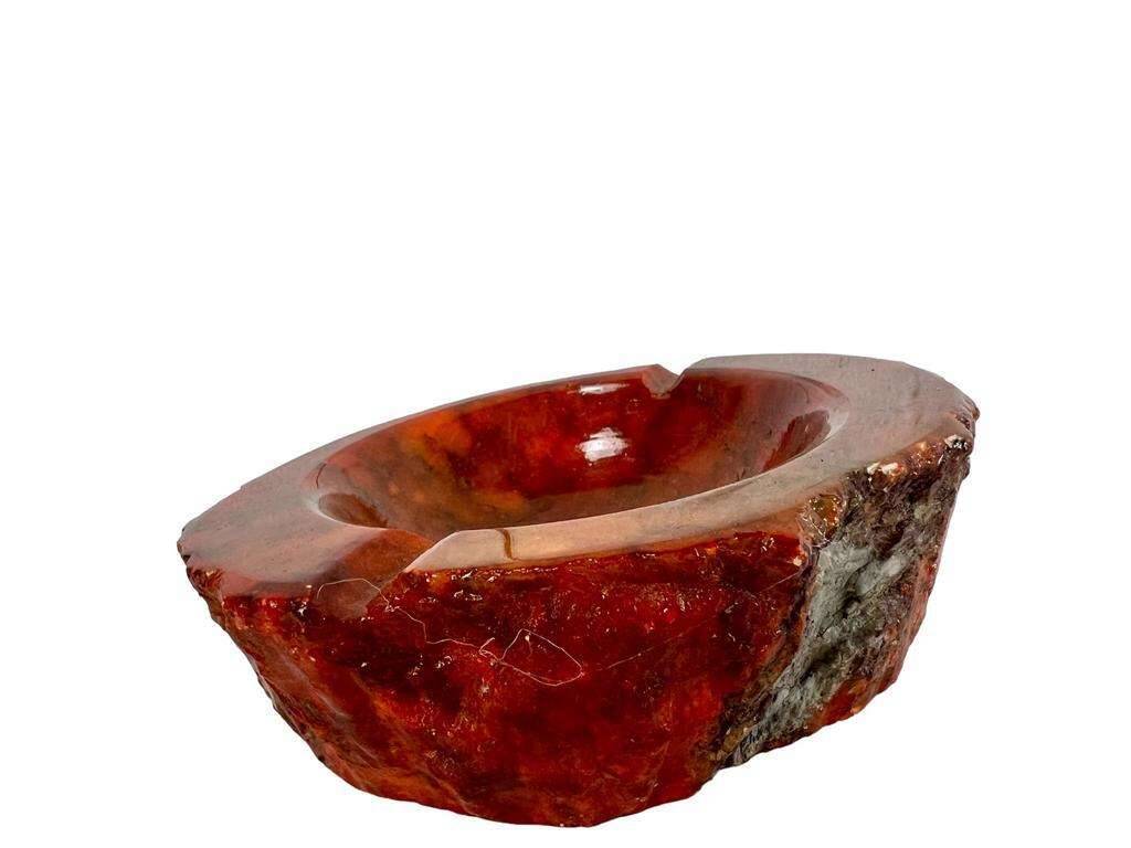 vintage orange alabaster ashtray