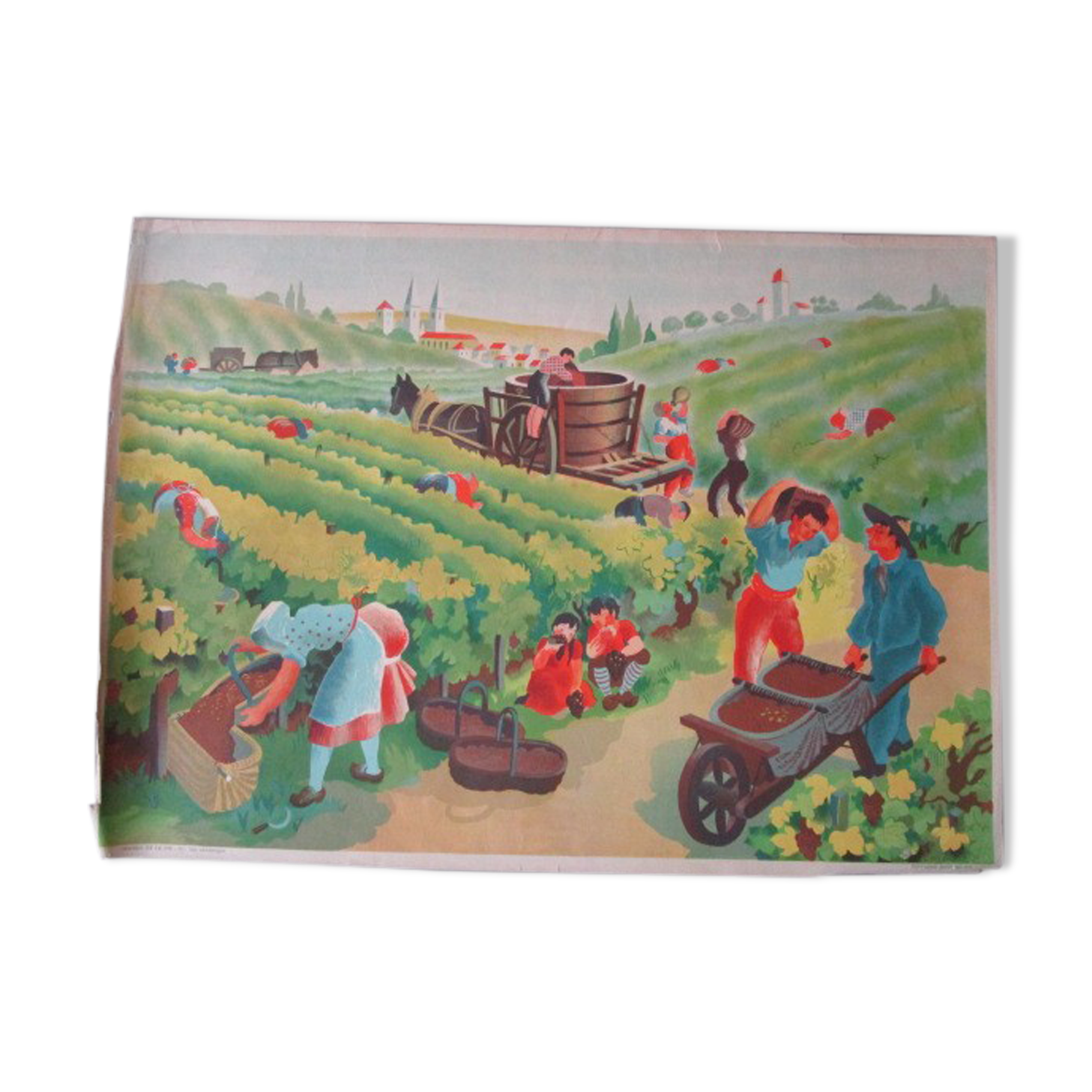School pedagogical poster ancienne-les vendanges