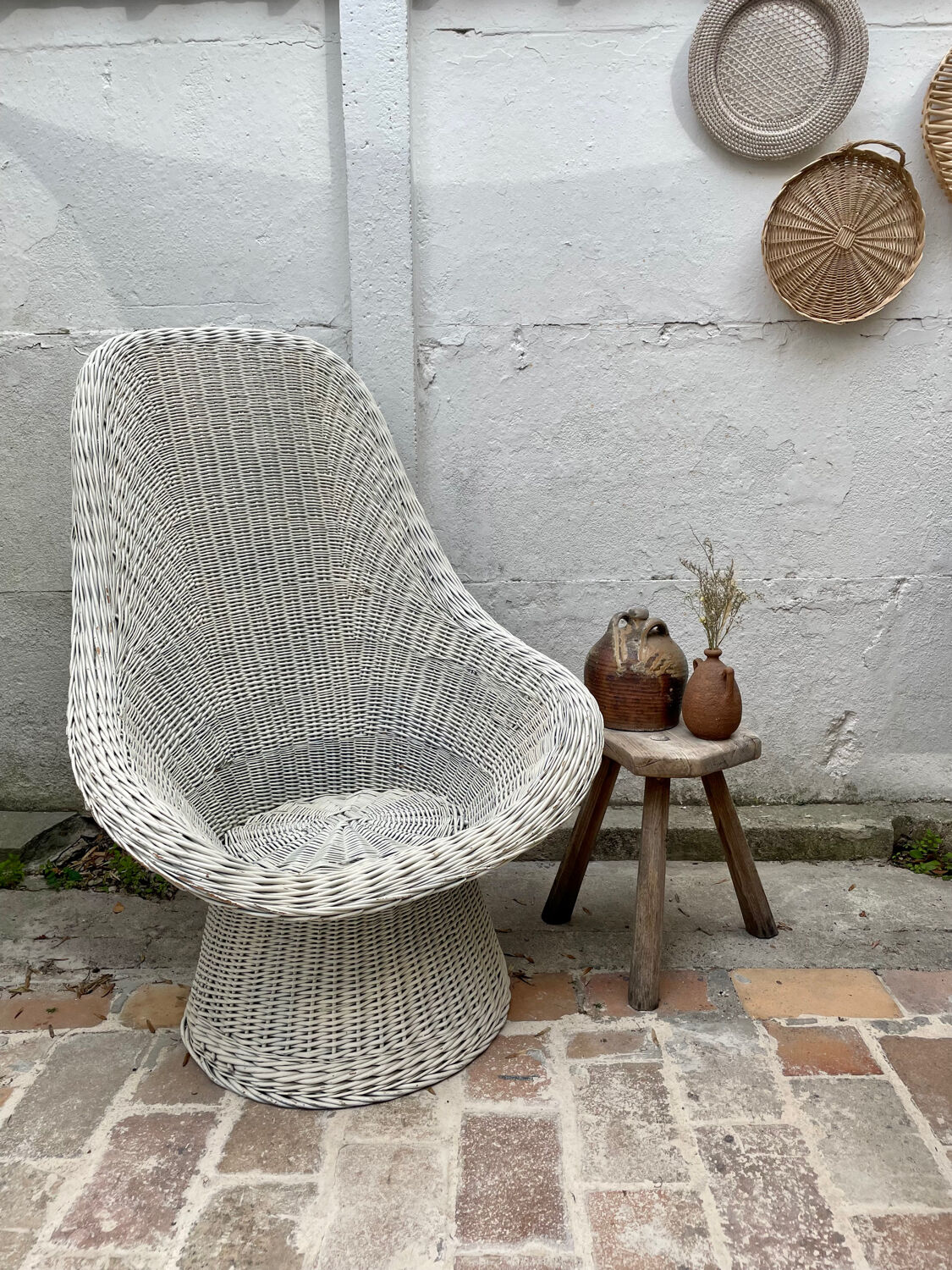White rattan armchair