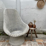 White rattan armchair