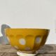Old bowl Sarreguemines Digoin yellow with white polka dots, antique ceramics