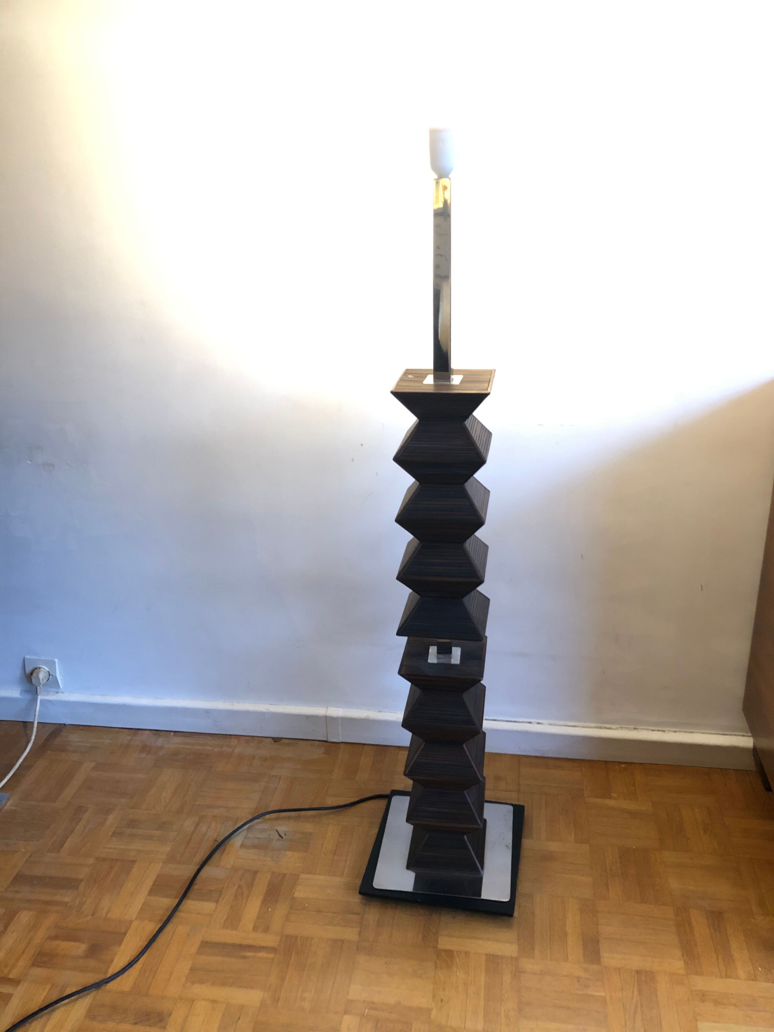 Wood and chrome design floor lamp