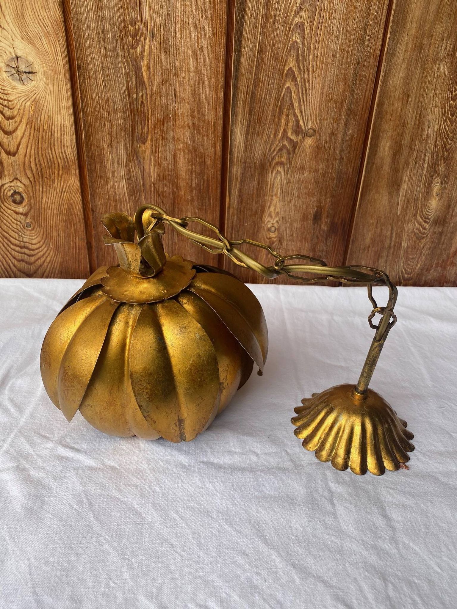 Vintage gold metal flower pendant
