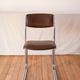 Office chair in brown skai and chrome tubular legs design 1970
