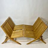 Vintage design solid wood scissor chairs from the 1970s