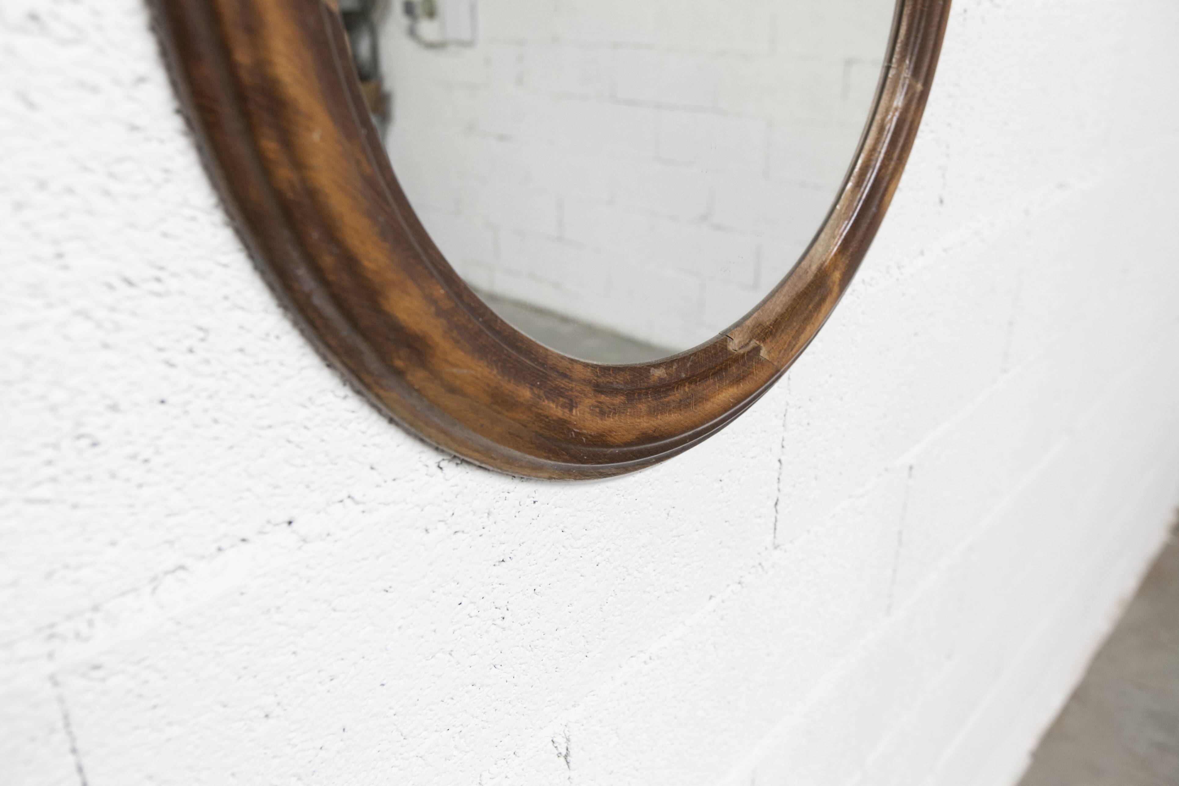 Round mirror, 1930s, wood, 58cm diameter