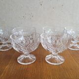 Set de 6 coupes à glaces en verre taillé