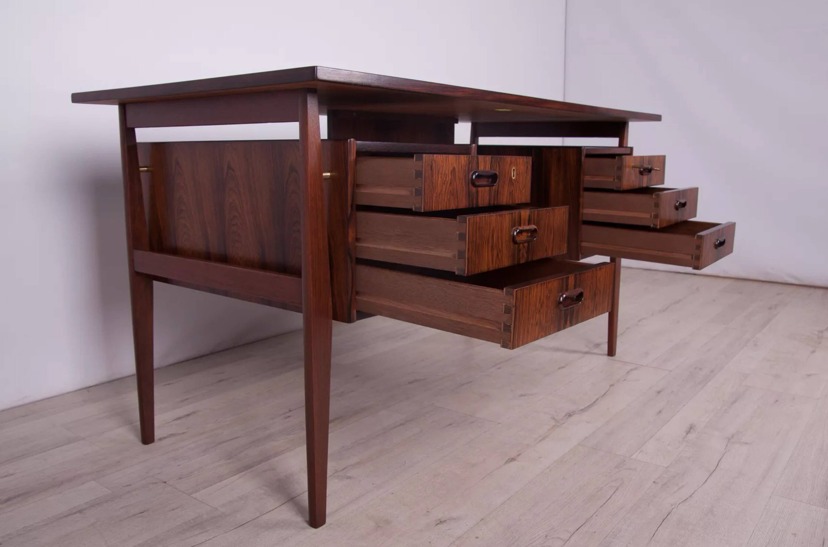 Rosewood desk by Gunnar Nielsen Tibergaard for Tibergaard, 1960s