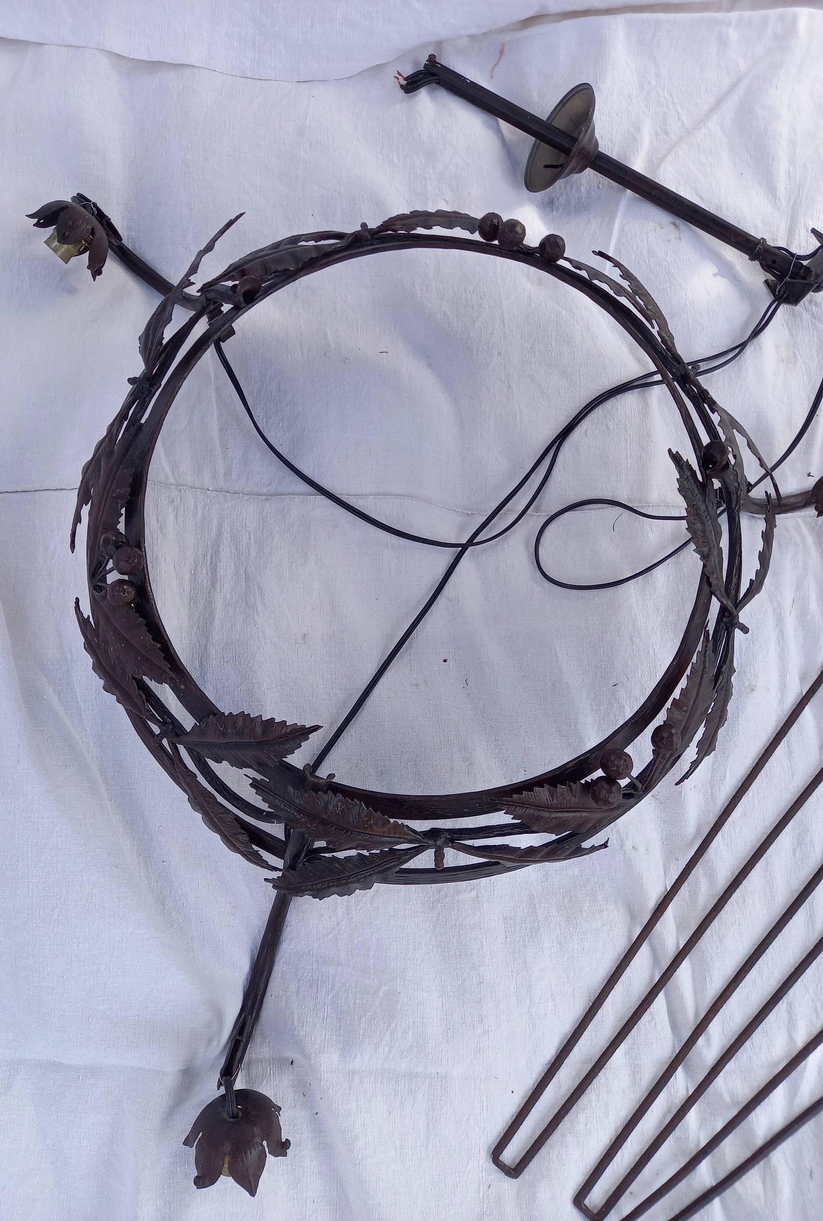 Wrought iron ceiling chandelier mount