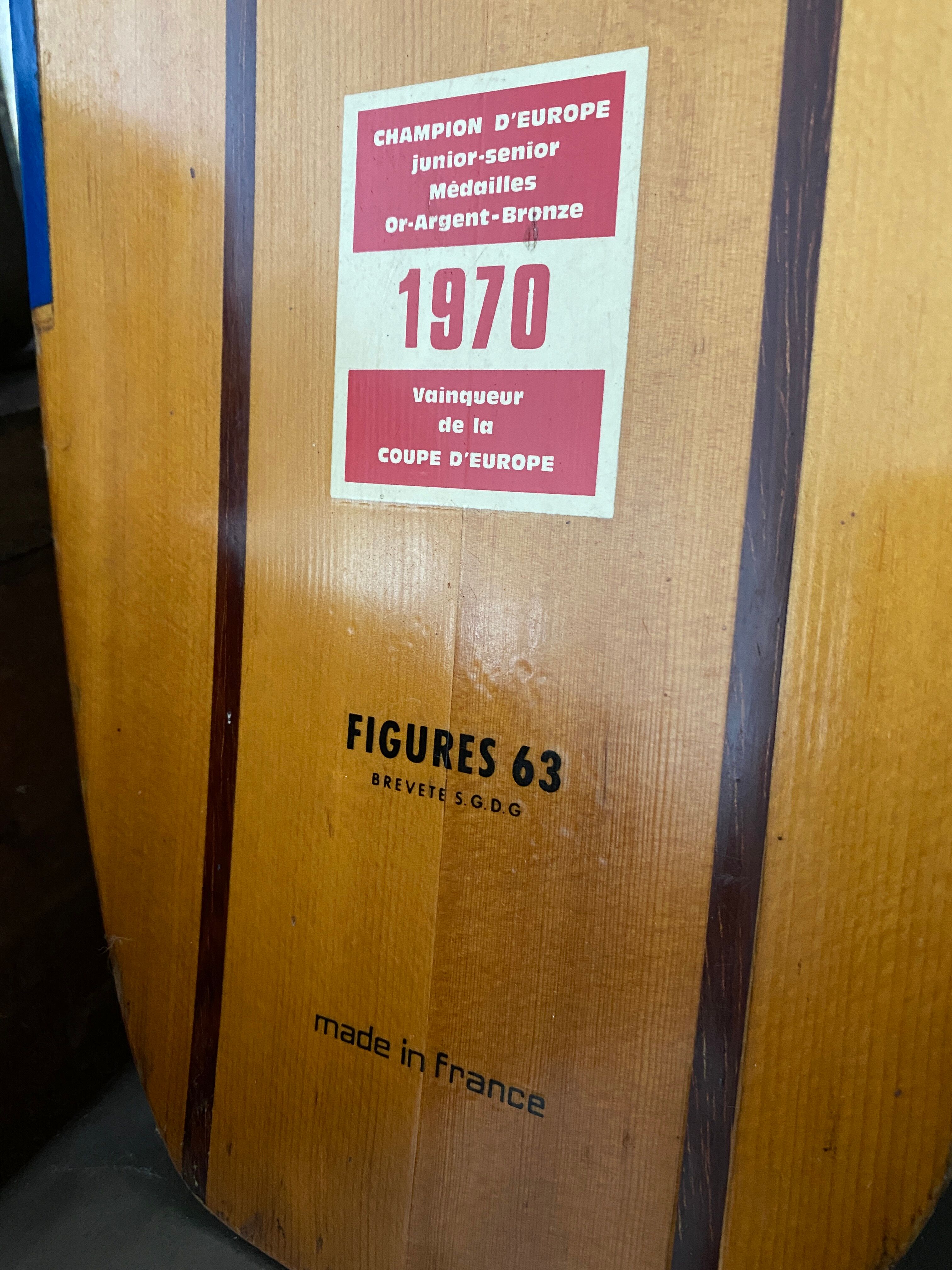 Pair of wooden water skis