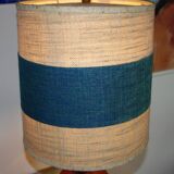 Vintage two-tone teak and linen desk lamp by fog et morup denmark 1960s