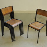 Series of 6 black Mullca school chairs