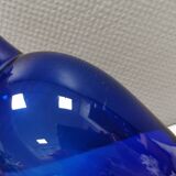 Holmegaard Harlequin Glass vase in blue with thick green base. Designed by Anja Kjær in 1994.