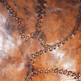 Brutalist oak lounge chair and ottoman, 1970s, set of 2