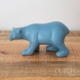 Figurine d'ours polaire vintage en céramique bleu clair, statue d'animal en porcelaine