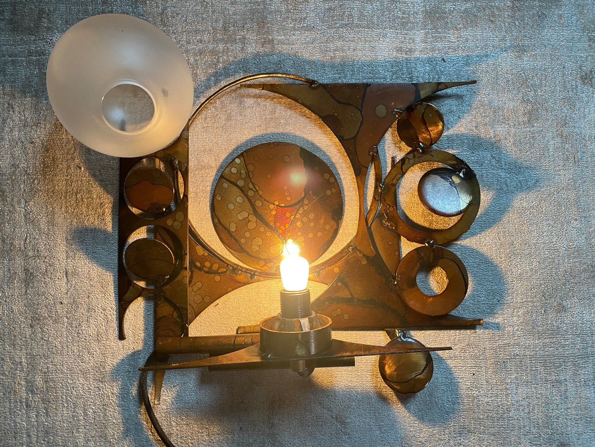 Brutalist metal wall sculpture by Henrik Horst, Denmark, circa 1970.