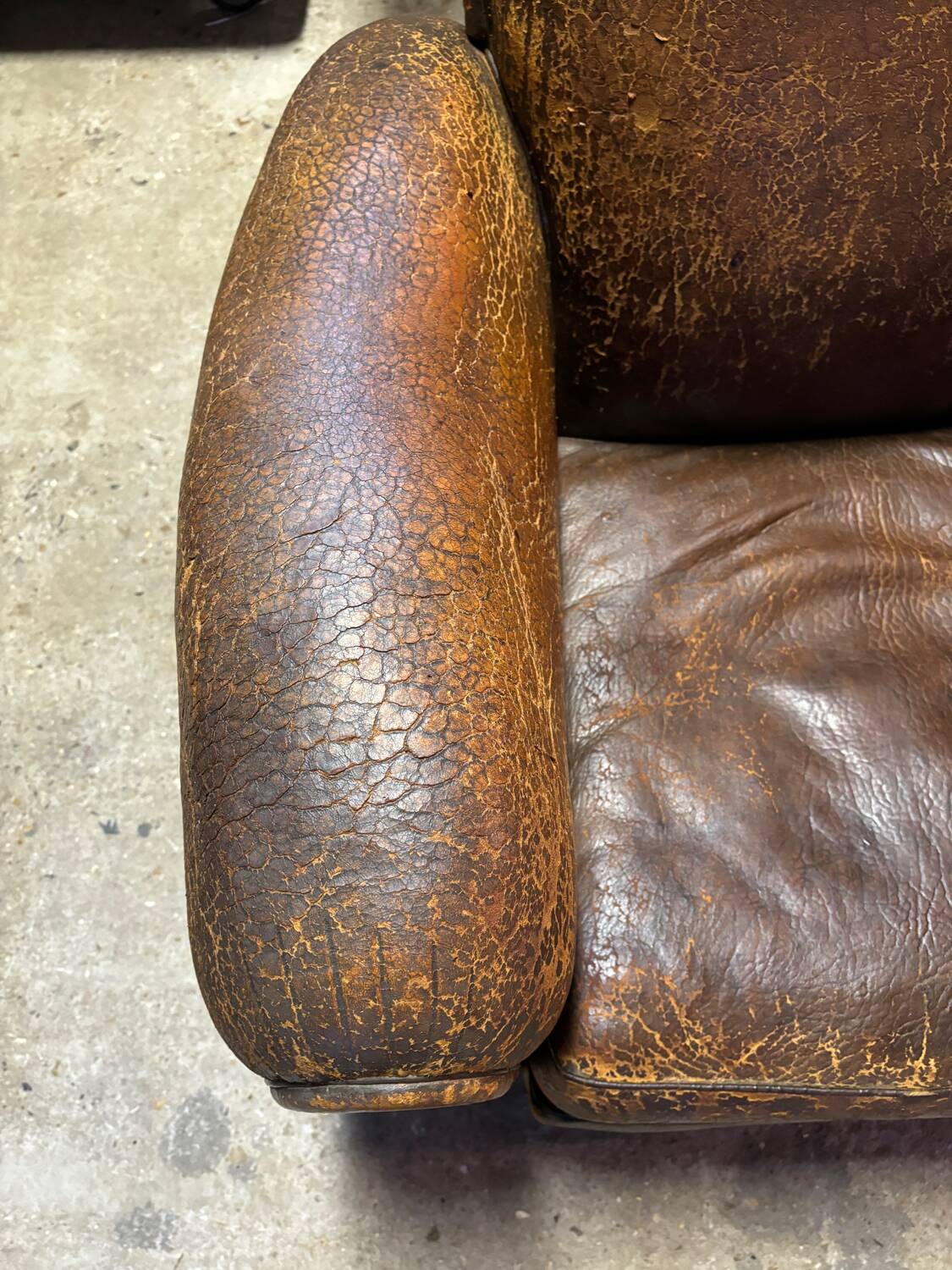 Old leather club chair