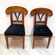 Set of Pair of Biedermeier Shovel Chairs, Walnut, Ink Painting, South Germany, 1830s
