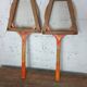 Pair of vintage Majestic tennis rackets with press.