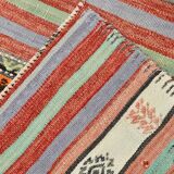 5x8 Orange & Red Striped Vintage Kilim Rug, 173x255Cm SK 32784